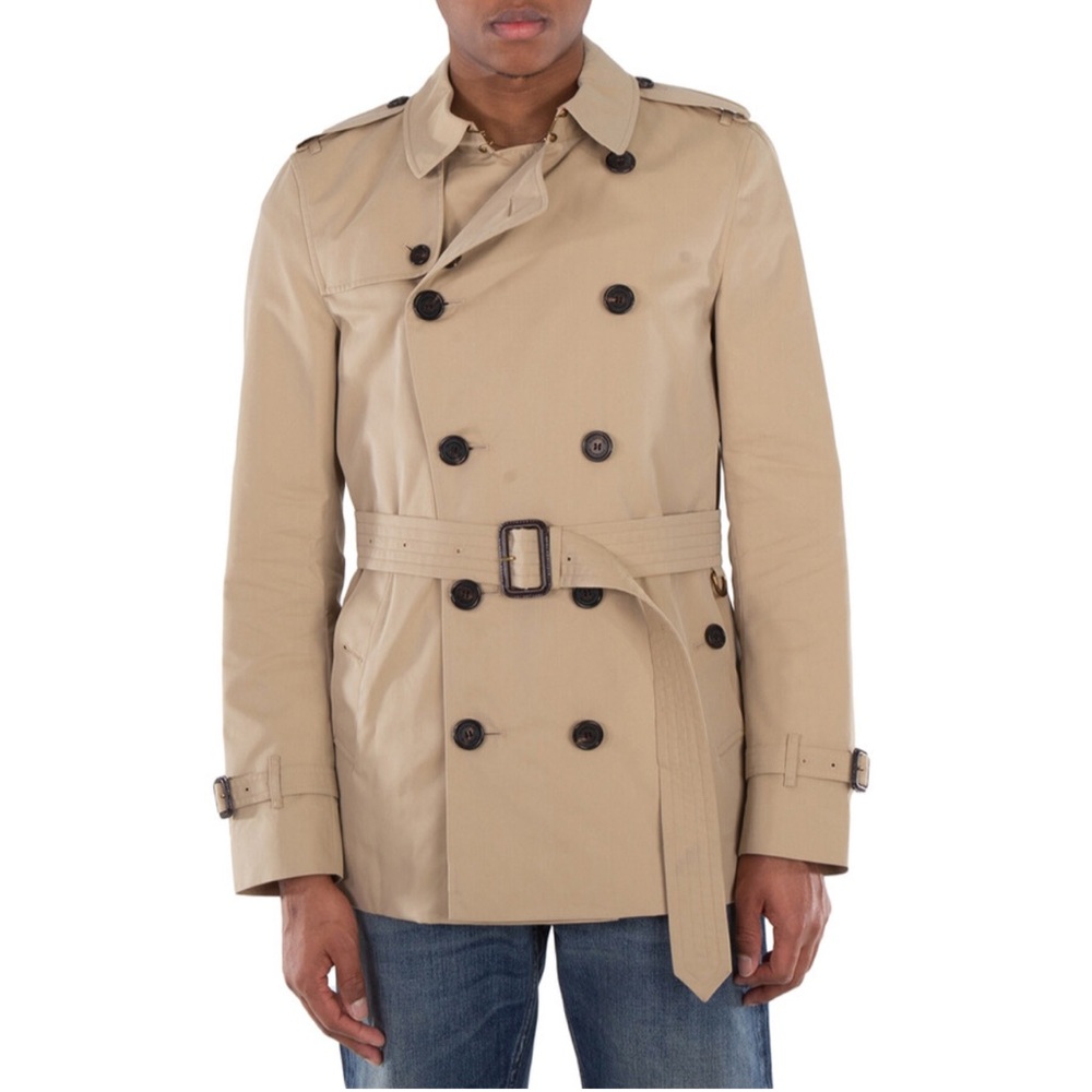 Burberry Men's Heritage Honey Kensinton Short Trench Coat